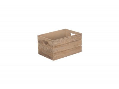 Basket, SMALL OAK EFFECT HEART CUT-OUT CRATE