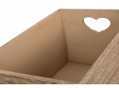 Basket, SMALL OAK EFFECT HEART CUT-OUT CRATE