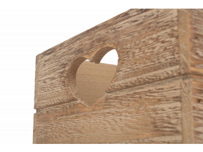 Basket, SMALL OAK EFFECT HEART CUT-OUT CRATE