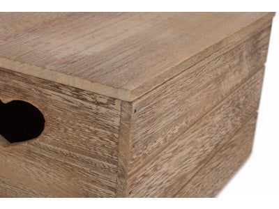 Basket, SMALL OAK EFFECT HEART CUT-OUT BOX