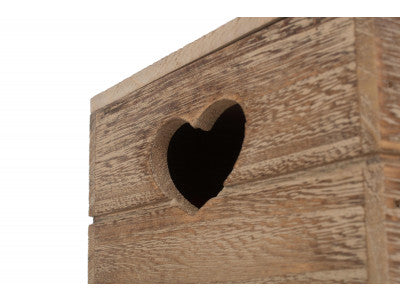 Basket, SMALL OAK EFFECT HEART CUT-OUT BOX
