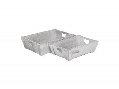 Basket, Set of 2 VINTAGE HEART CUT-OUT TRAY 