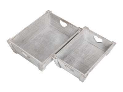 Basket, Set of 2 VINTAGE HEART CUT-OUT TRAY 