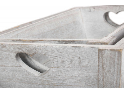 Basket, Set of 2 VINTAGE HEART CUT-OUT TRAY 