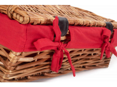 "Basket, SMALL 14" PACKAGING HAMPER with RED LINING"