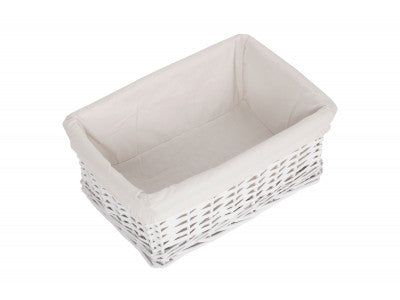 Basket, MEDIUM WHITE WICKER STORAGE BASKET