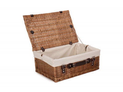 "Basket, 18" DOUBLE STEAMED HAMPER with WHITE LINING"