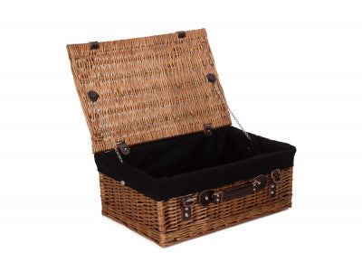 "Basket, 18" DOUBLE STEAMED HAMPER with BLACK LINING"