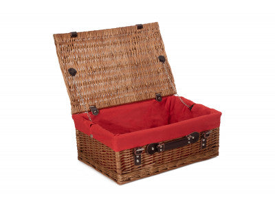 "Basket, 18" DOUBLE STEAMED HAMPER with RED LINING"