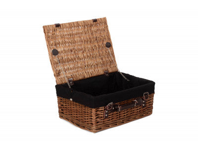 "Basket, 16" DOUBLE STEAMED HAMPER with BLACK LINING"