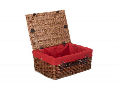 "Basket, 16" DOUBLE STEAMED HAMPER with RED LINING"