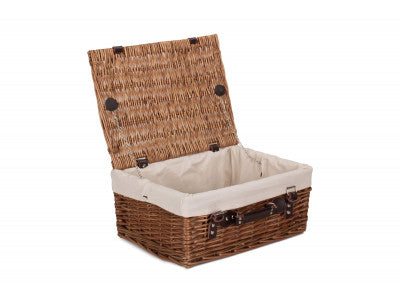 "Basket, 16" DOUBLE STEAMED HAMPER with WHITE LINING"