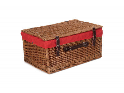 "Basket, 20" DOUBLE STEAMED HAMPER with RED LINING"