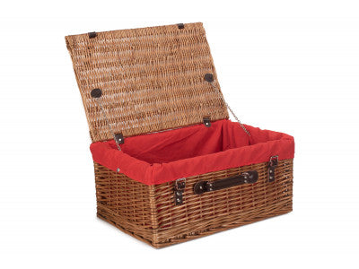 "Basket, 20" DOUBLE STEAMED HAMPER with RED LINING"