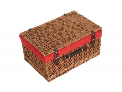 "Basket, 20" DOUBLE STEAMED HAMPER with RED LINING"