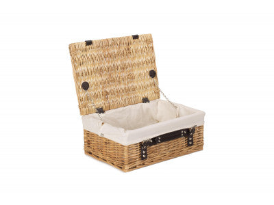 "Basket, 14" WICKER HAMPER with WHITE LINING"