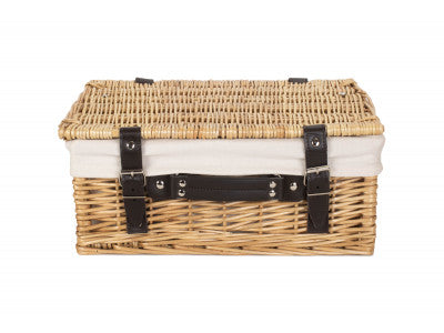 "Basket, 14" WICKER HAMPER with WHITE LINING"