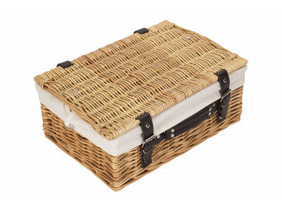 "Basket, 14" WICKER HAMPER with WHITE LINING"