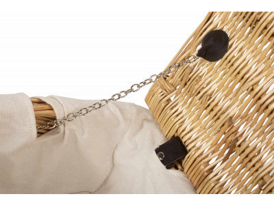 "Basket, 14" WICKER HAMPER with WHITE LINING"