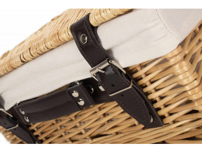 "Basket, 14" WICKER HAMPER with WHITE LINING"