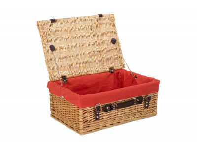 "Basket, 18" BUFF HAMPER with RED LINING"