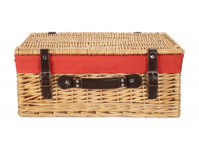 "Basket, 18" BUFF HAMPER with RED LINING"