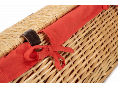 "Basket, 18" BUFF HAMPER with RED LINING"