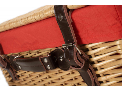 "Basket, 18" BUFF HAMPER with RED LINING"
