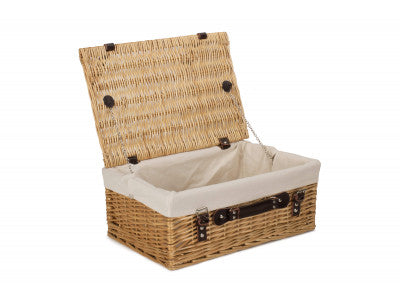 "Basket, 18" BUFF HAMPER with WHITE LINING"