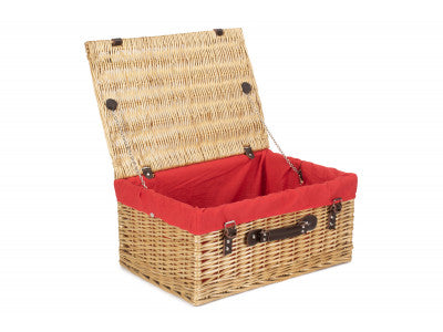 "Basket, 20" BUFF HAMPER with RED LINING"