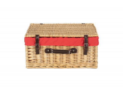 "Basket, 20" BUFF HAMPER with RED LINING"