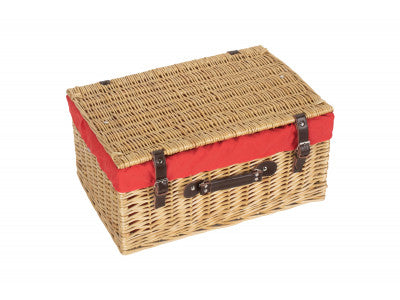 "Basket, 20" BUFF HAMPER with RED LINING"
