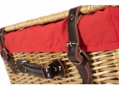 "Basket, 20" BUFF HAMPER with RED LINING"