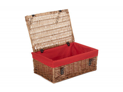 "Basket, 18" LARGE PACKAGING HAMPER with RED LINING"