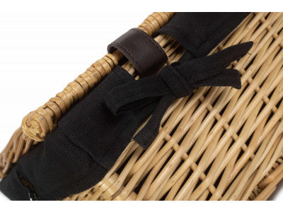 "Basket, 14" WICKER HAMPER with BLACK LINING"