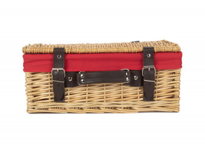 "Basket, 14" WICKER HAMPER with RED LINING"