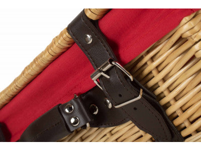 "Basket, 14" WICKER HAMPER with RED LINING"