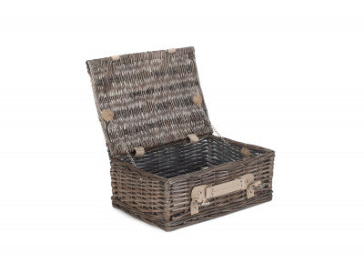 "Basket, 14" ANTIQUE WASH SPLIT WILLOW HAMPER"