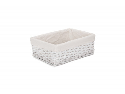 Basket, LARGE WHITE CHIPWOOD STORAGE BASKET
