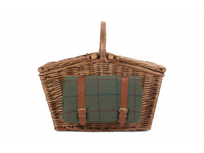 Basket, ELEGANT 4 PERSON GREEN TWEED HAMPER