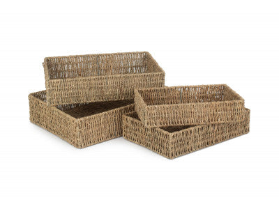 Basket, SET 4 RECTANGULAR SEAGRASS TRAYS