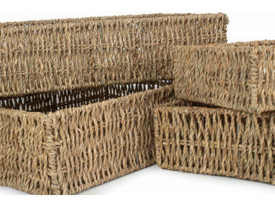 Basket, SET 4 RECTANGULAR SEAGRASS TRAYS