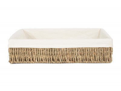 Basket, MEDIUM LINED RECTANGULAR SEAGRASS TRAY