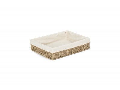 Basket, LARGE LINED RECTANGULAR SEAGRASS TRAY