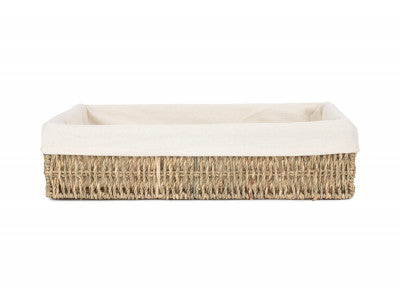 Basket, LARGE LINED RECTANGULAR SEAGRASS TRAY