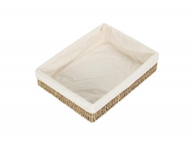 Basket, LARGE LINED RECTANGULAR SEAGRASS TRAY