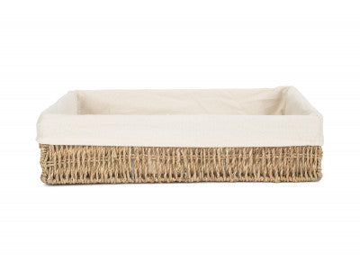 Basket, EXTRA LARGE LINED RECTANGULAR SEAGRASS TRAY