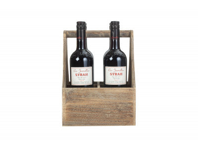 Basket, OAK EFFECT 4 BOTTLE CARRIER