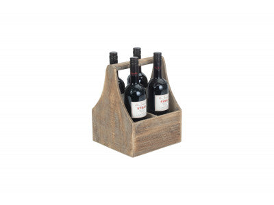 Basket, OAK EFFECT 4 BOTTLE CARRIER