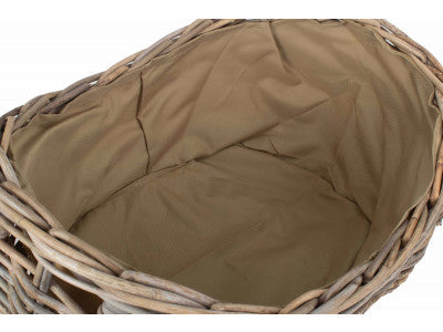 Basket, Set of 2 BOAT SHAPED RATTAN LOG BASKET with CORDURA LINING 
